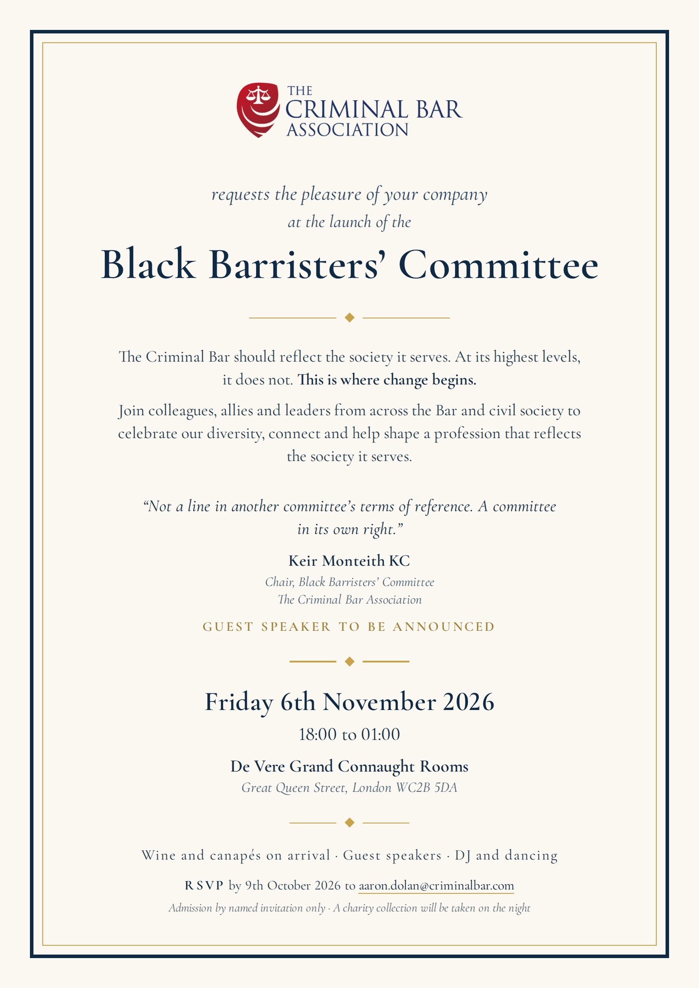 Launch of the Criminal Bar Association’s Black Barristers’ Committee